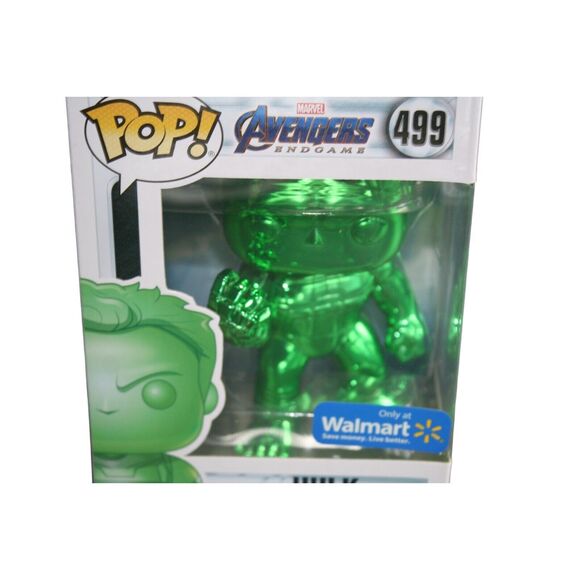 Funko Pop Marvel Avengers Endgame Hulk #499 Green Chrome (Walmart Exclusive) - Picture 3 of 11